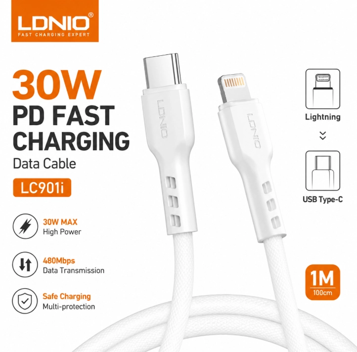 Кабел LDNIO LC901i USB Type-C към Lightning кабел 30W