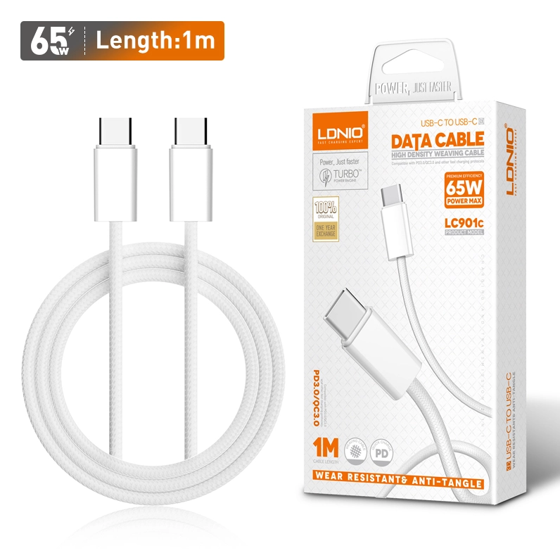 Кабел LDNIO LC901C USB Type-C към USB Type-C кабел 65W