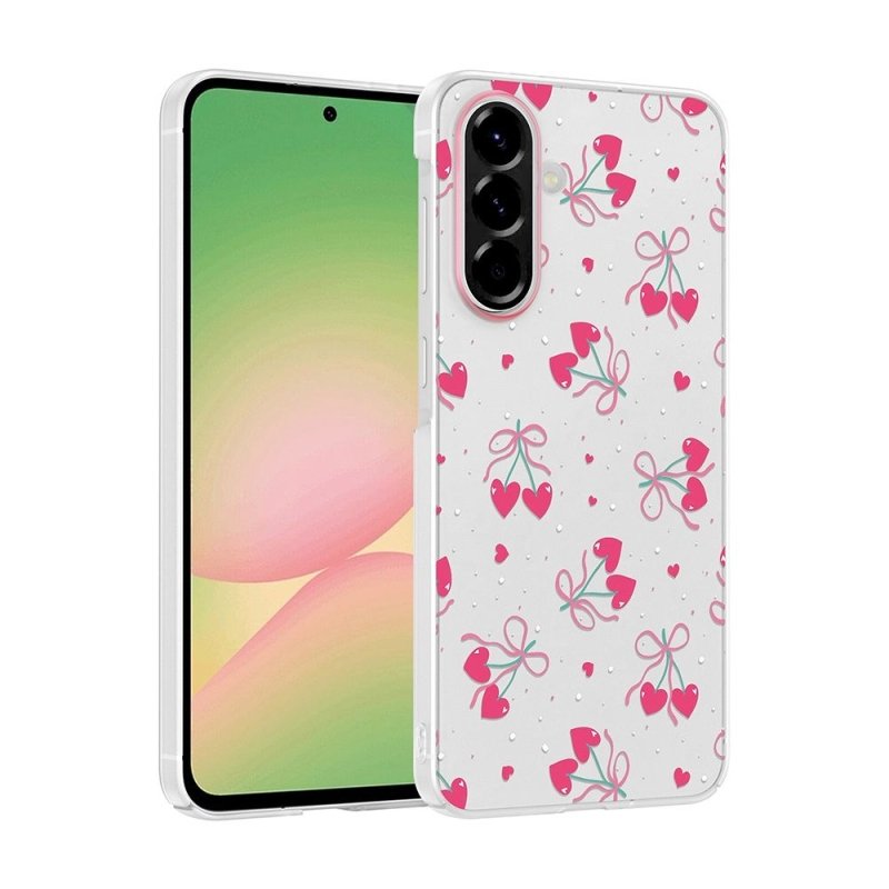 Силиконов калъф / гръб / Floral case за Samsung A16 - Прозрачен с розов принт