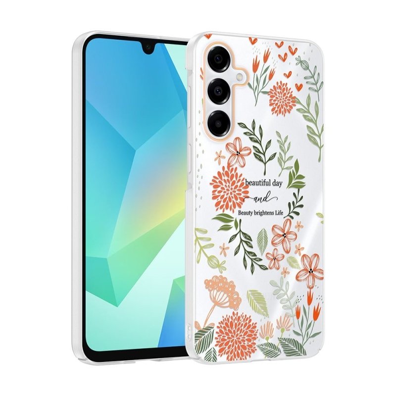 Силиконов калъф / гръб / Floral case за Samsung A57 - Прозрачен с цветен флорален принт и надпис