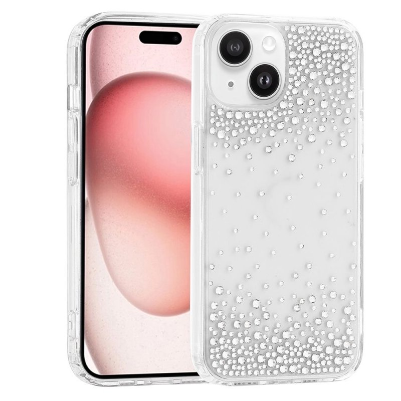 Луксозен силиконов калъф / кейс / Diamond case за iPhone 15 - сребрист