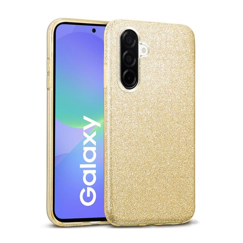 Силиконов калъф / гръб / кейс за Samsung A17 - Златист / брокат