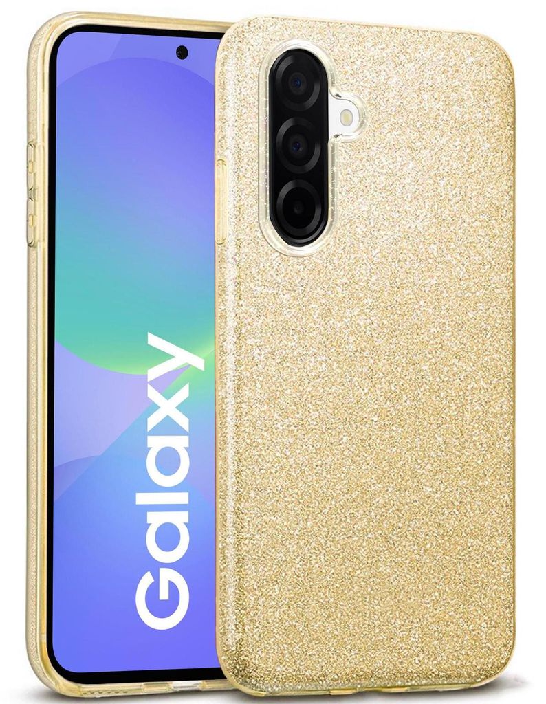 Силиконов калъф / гръб / кейс за Samsung A17 - Златист / брокат